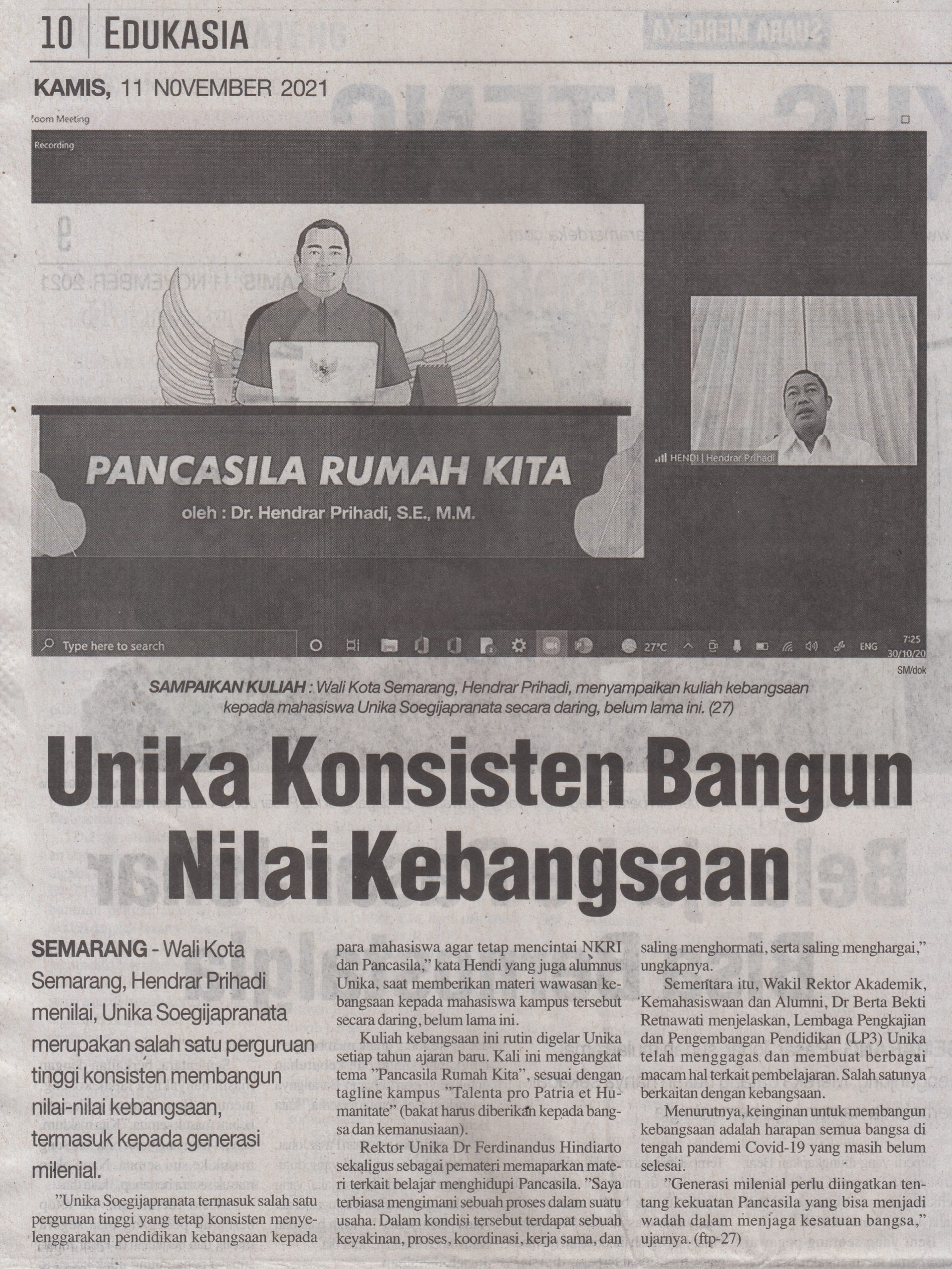 Unika Konsisten Bangun Nilai Kebangsaan
