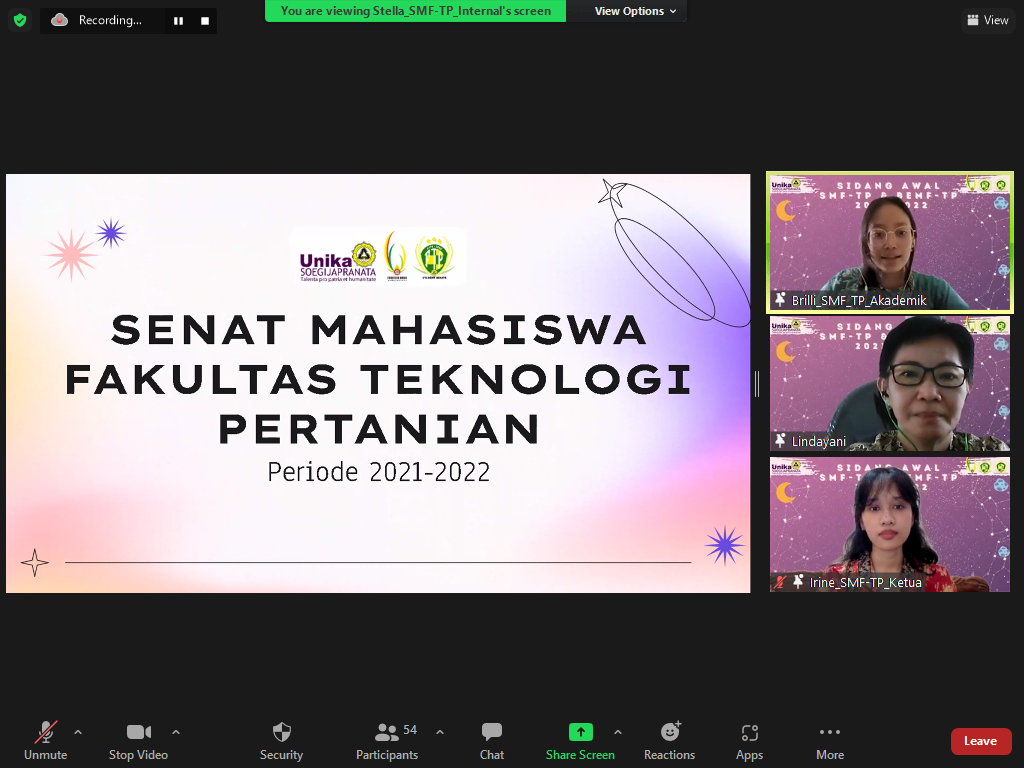 SIDANG AWAL ORMAWA FTP PERIODE 2021-2022  “Our 21/22 Journey’s Begin Now”