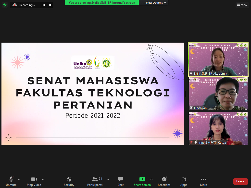 Gambar 1. Sesi Pembacaan Rencana Kerja Tahunan  SMF-TP Periode 2021-2022