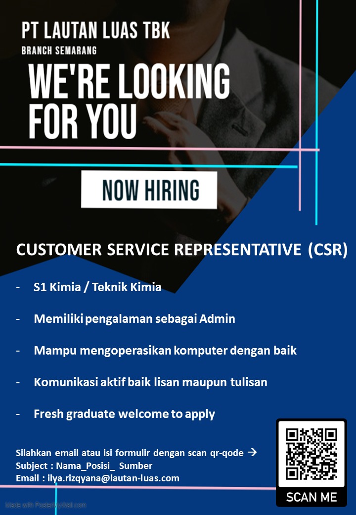 Customer Service Representatif @PT lautan Luas, Tbk