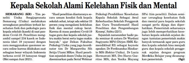 Kepala Sekolah Alami Kelelahan Fisik dan Mental