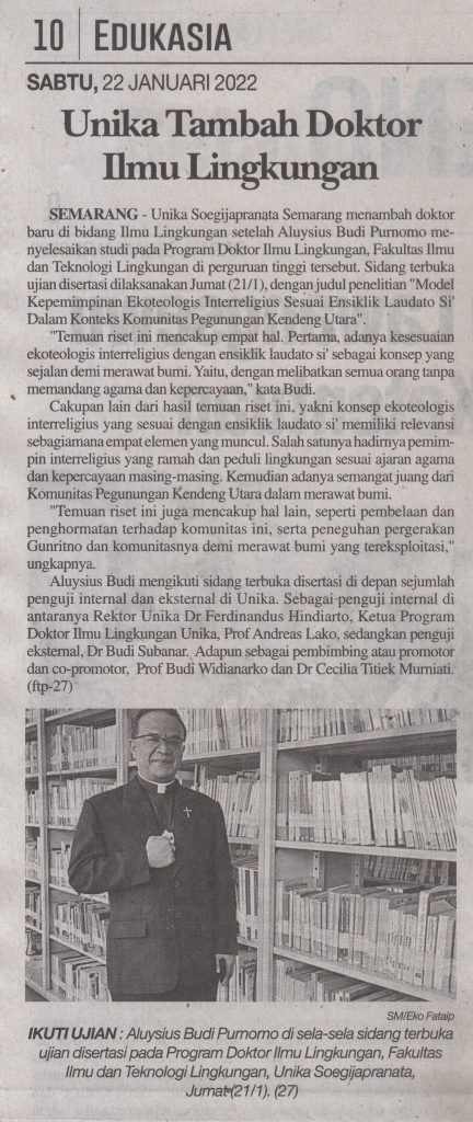 Unika Tambah Doktor Ilmu Lingkungan