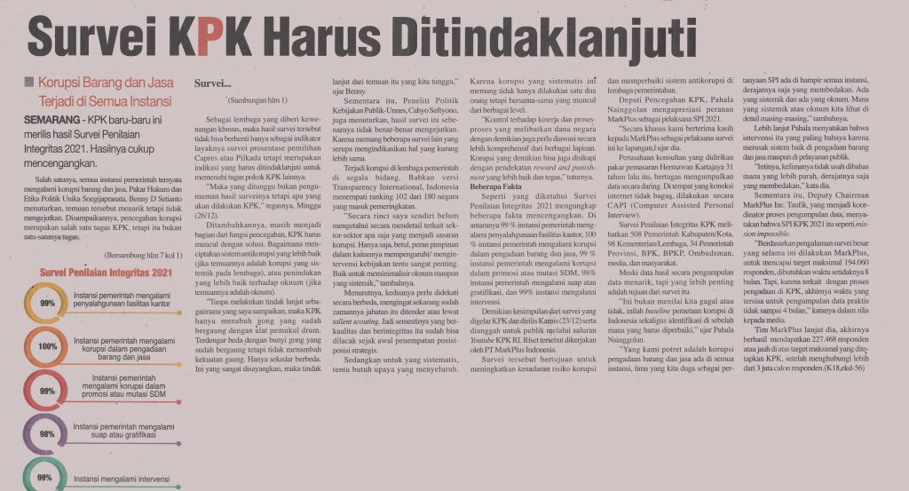 Survey KPK Harus Ditindaklanjuti