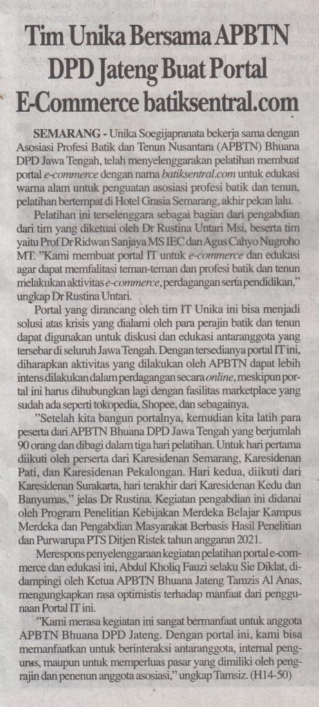 Tim Unika Bersama APBTN DPD Jateng Buat Portal E-Commerce batiksentral.com
