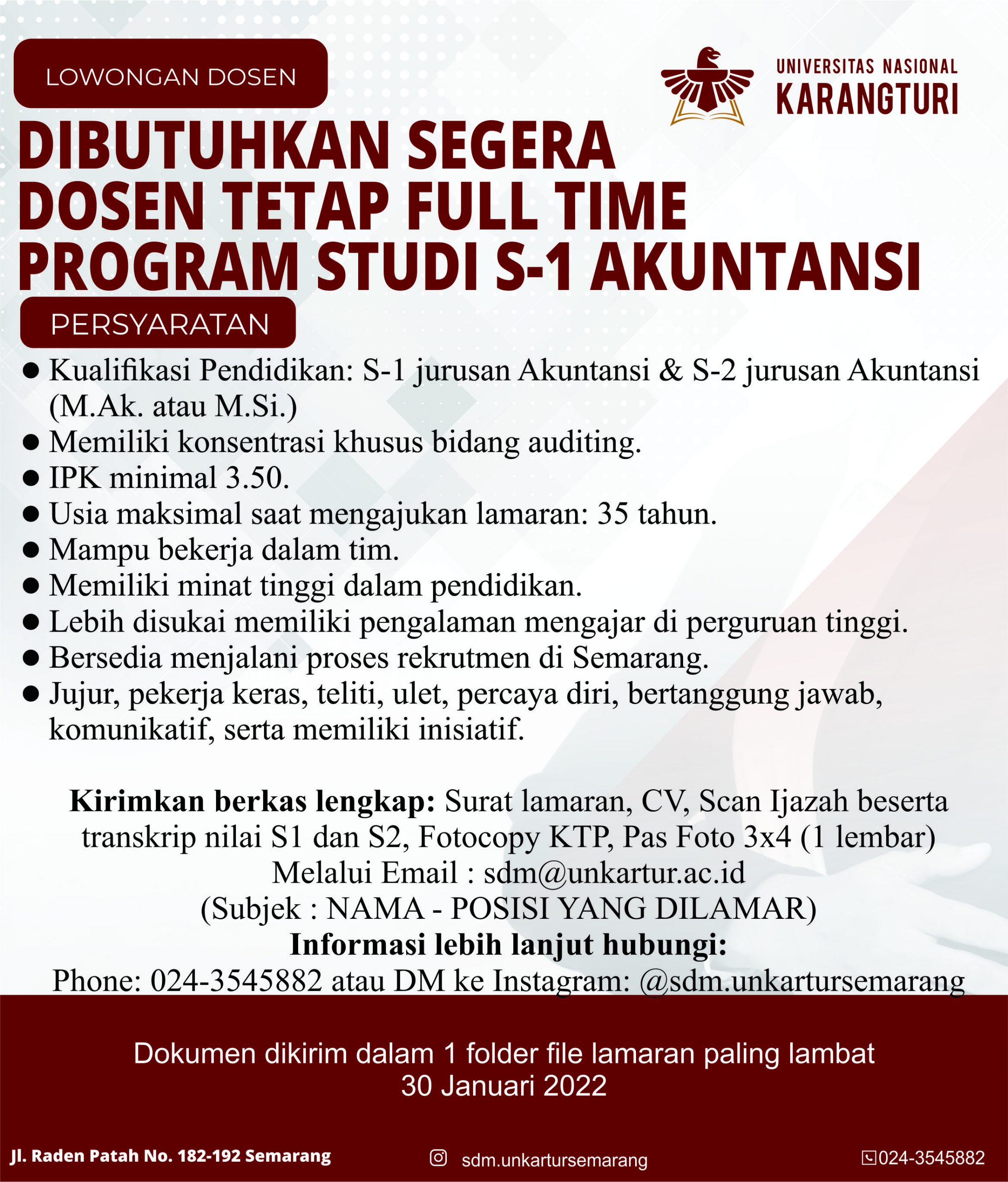 Dosen tetep Full Time Progdi Akuntansi @ Universitas nasional Karangturi