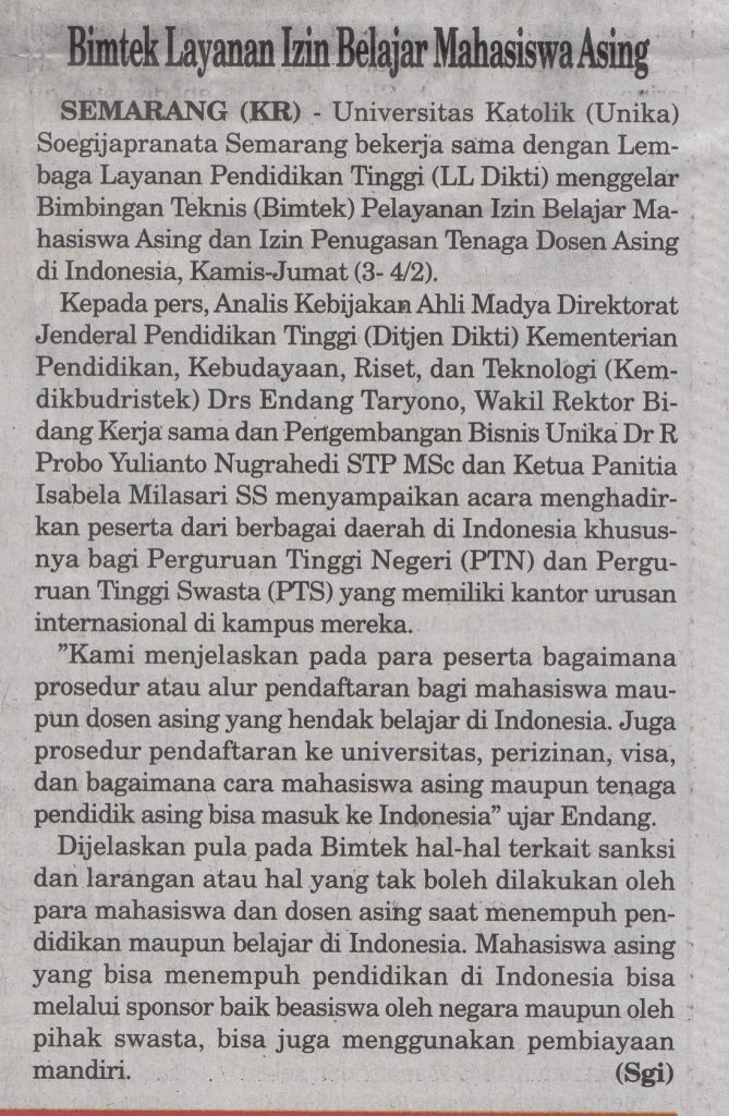 Bimtek Layanan Izin Belajar Mahasiswa Asing