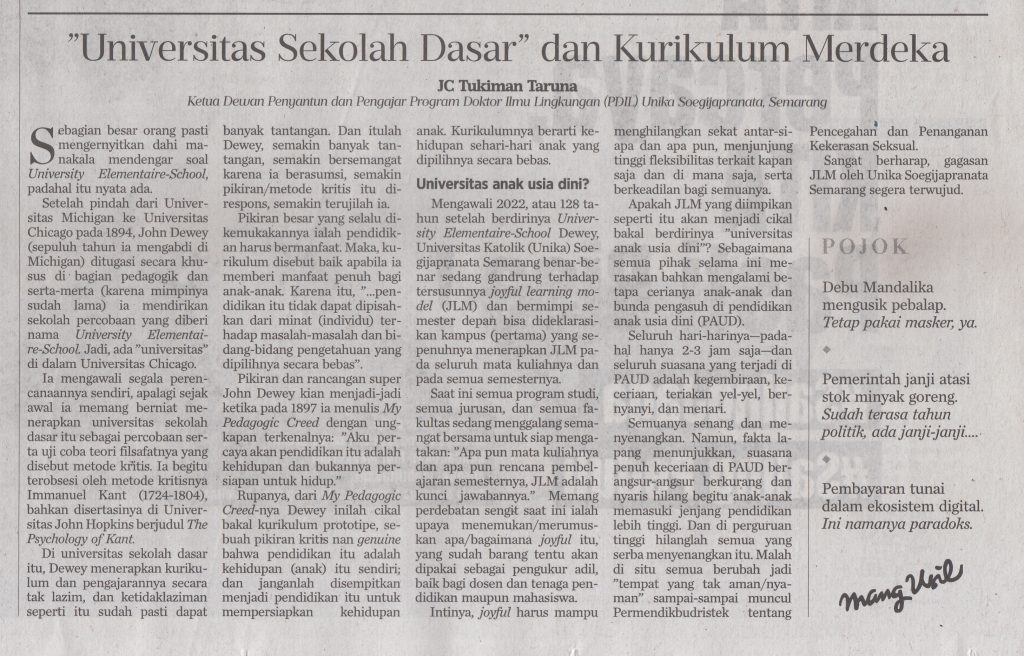 “Universitas Sekolah Dasar” dan Kurikulum Merdeka “Universitas Sekolah Dasar” dan Kurikulum Merdeka