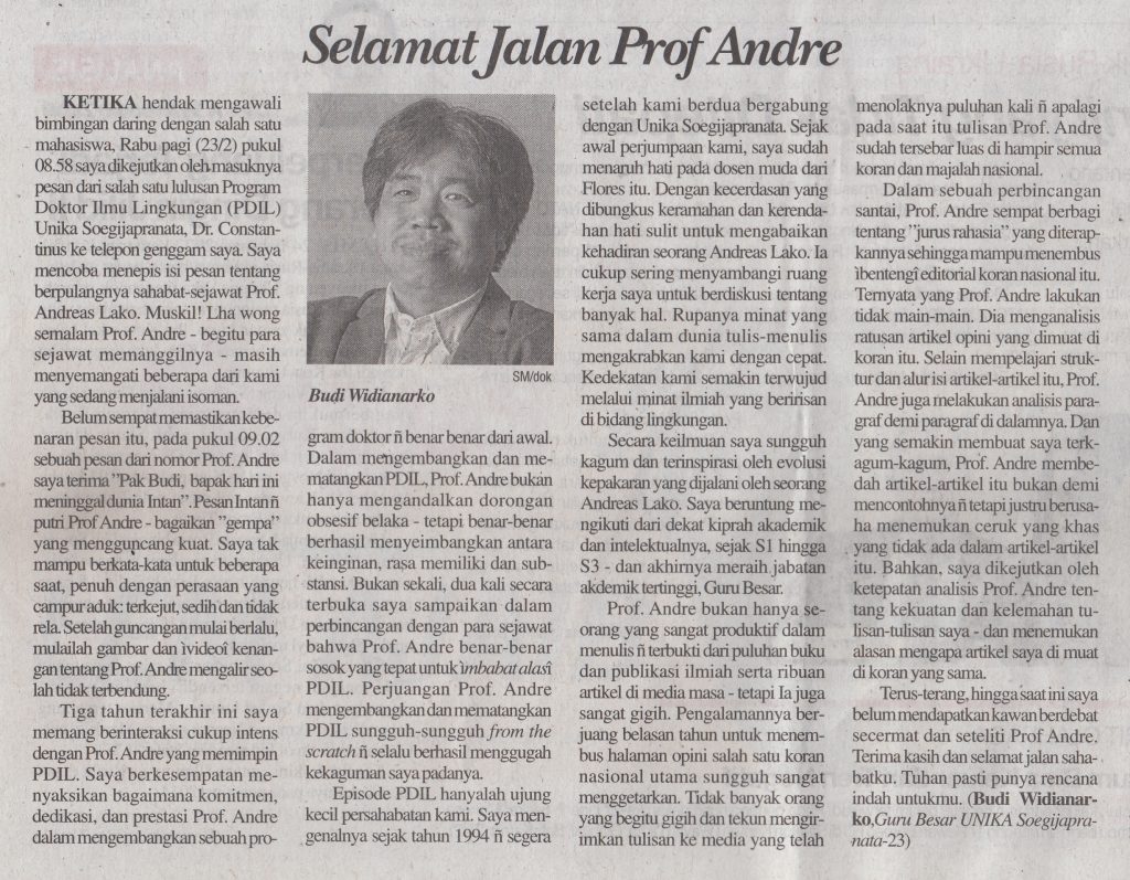 Selamat Jalan Prof Andre Selamat Jalan Prof Andre
