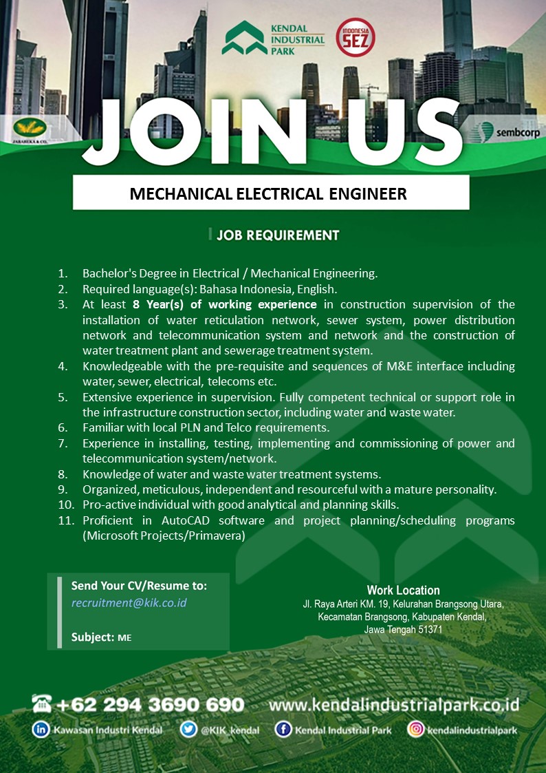 Mechanical Electrical Engineer @ Kendal Insdutri Park