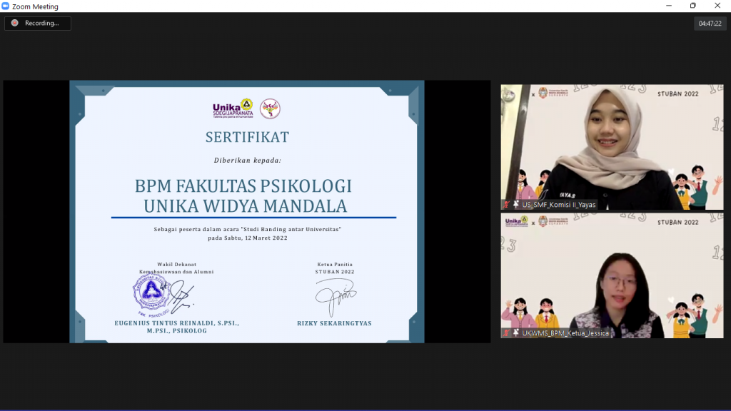 Studi Banding ORMAWA Fakultas Psikologi Unika Soegijapranata dengan Unika Widya Mandala