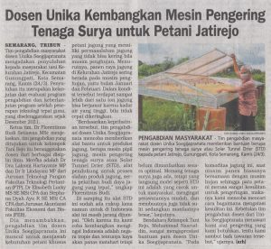 Dosen Unika Kembangkan Mesin Pengering Tenaga Surya untuk Petani Jatirejo Dosen Unika Kembangkan Mesin Pengering Tenaga Surya untuk Petani Jatirejo