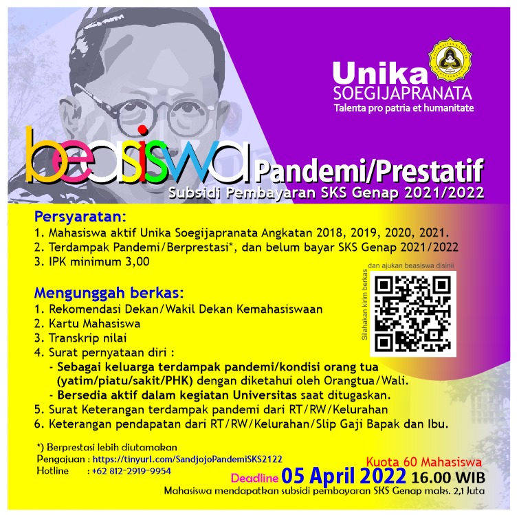 Beasiswa Pandemi/Prestatif subsidi pembayaran SKS Genap 2021/2022