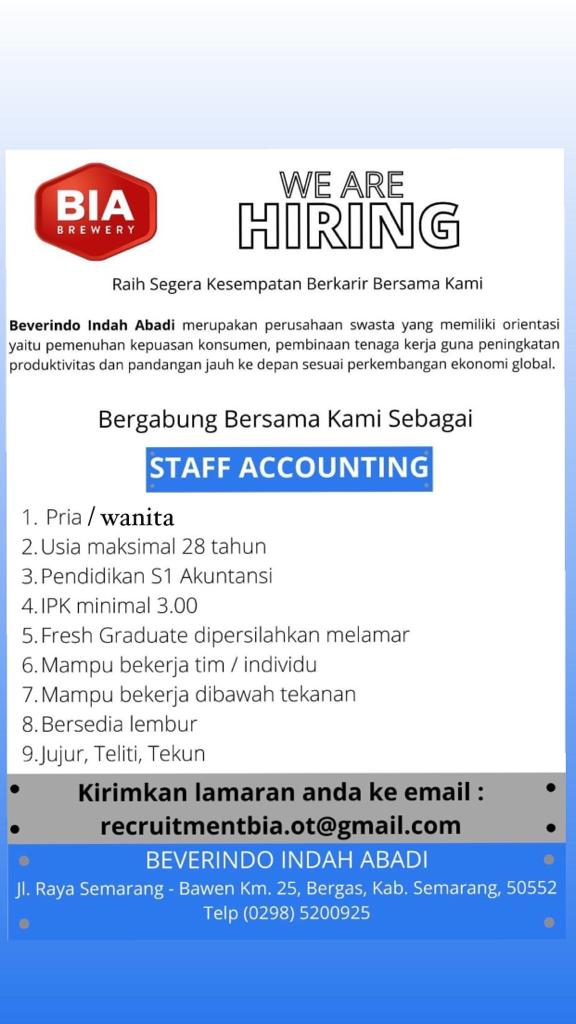 Staff Accounting Beverindo Indah Abadi edoostory id. 