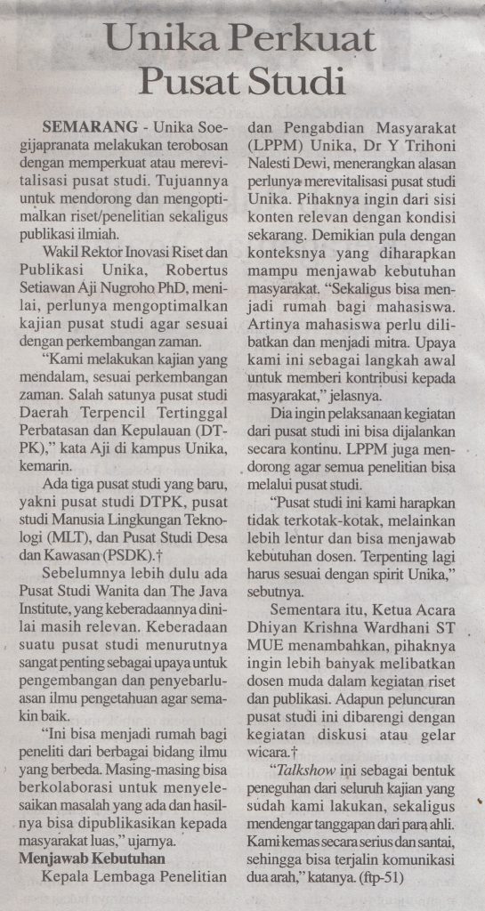 Unika Perkuat Pusat Studi
