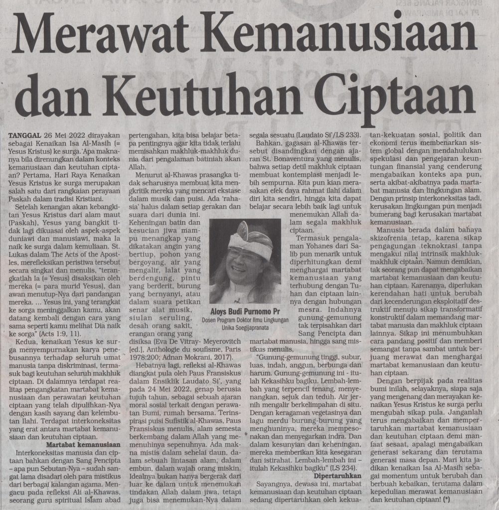 Merawat Kemanusiaan dan Keutuhan Ciptaan