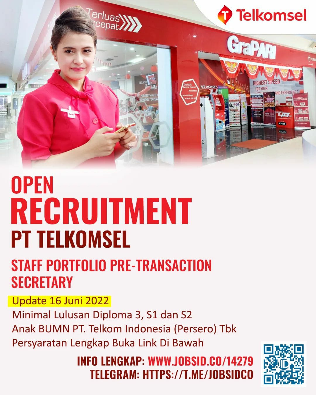 Staff Portfolio Pre-Transaction Secretary @ Telkomsel