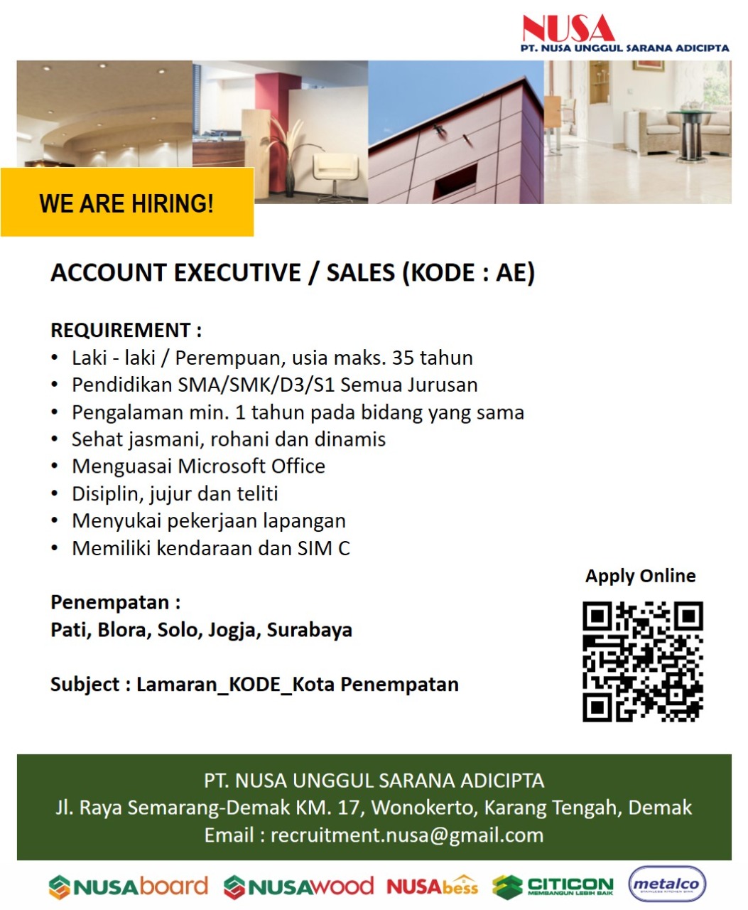 Account Executive/Sales @ SNI Group ( Nusa )