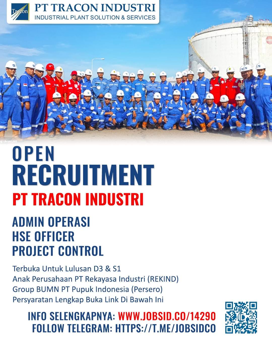 Admin Operasi, HSE Officer, Project Control @ PT Tracon Industri