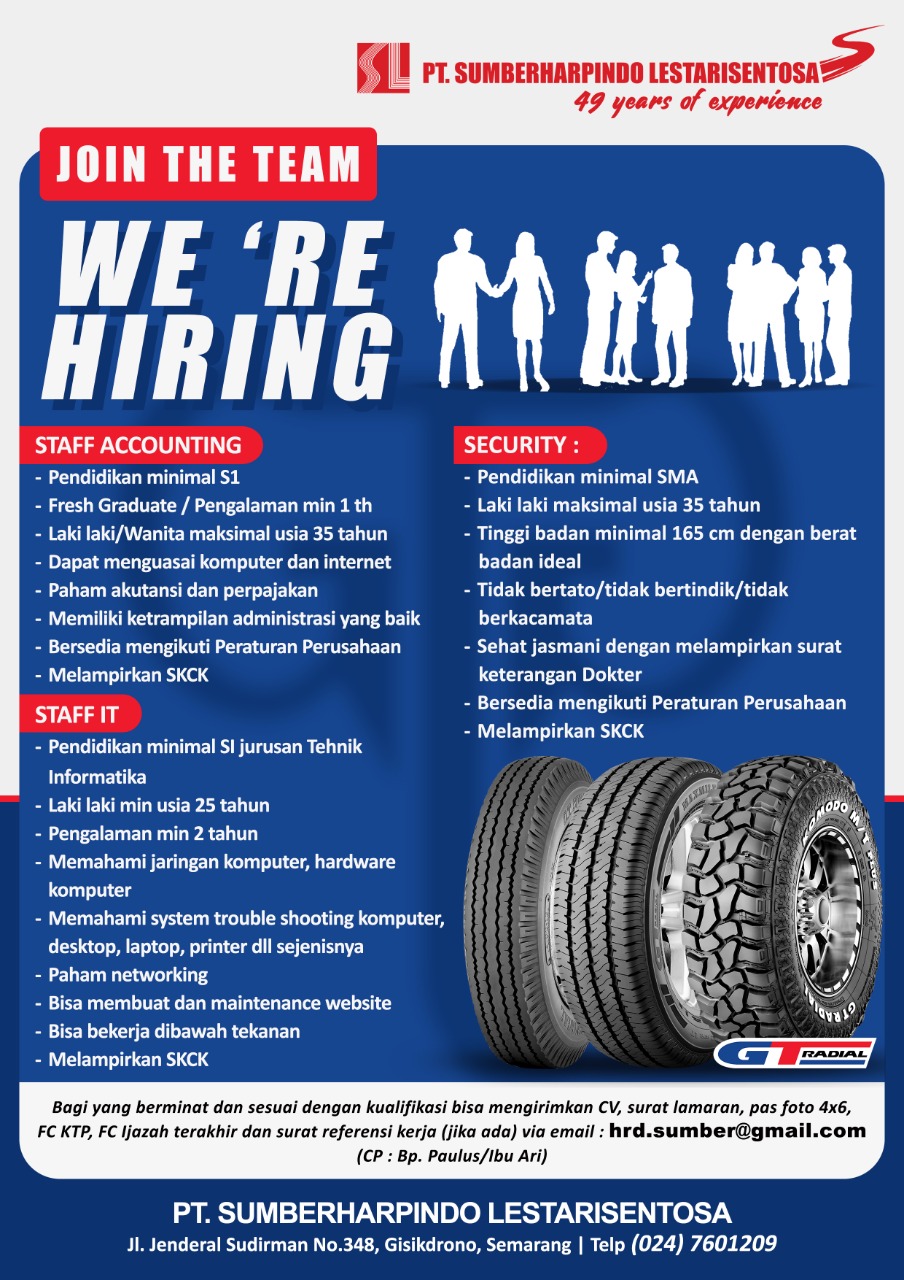 Staff Accounting, Staff IT @ PT Sumberharpindo Lestarisentosa