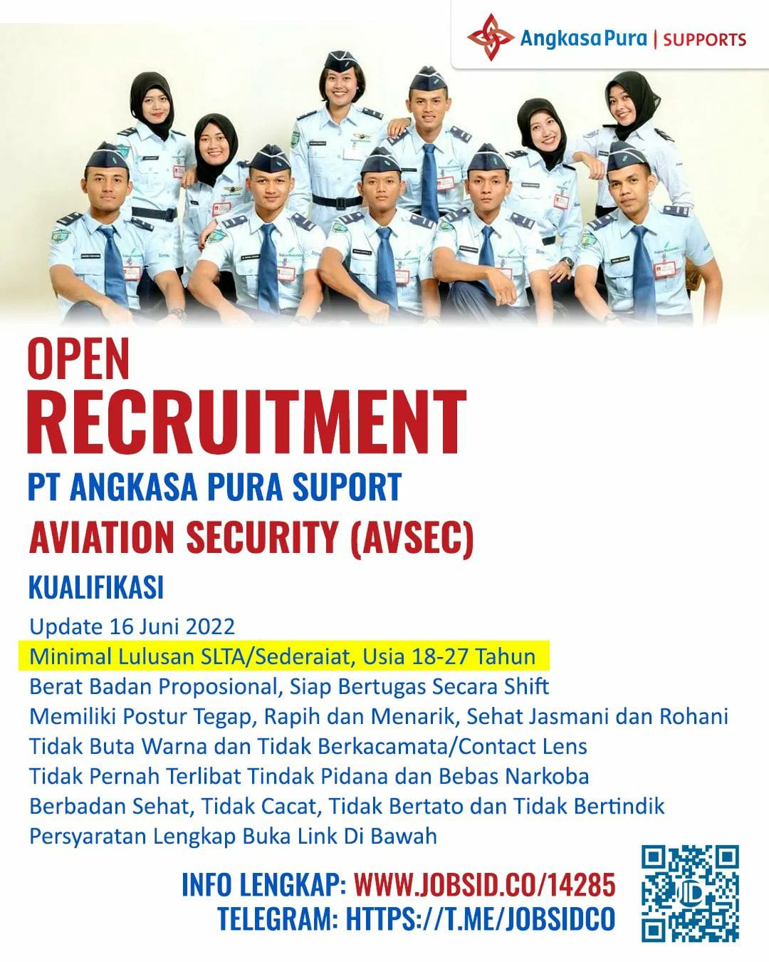 Open Recruitment @ PT Angkasa Pura Suport