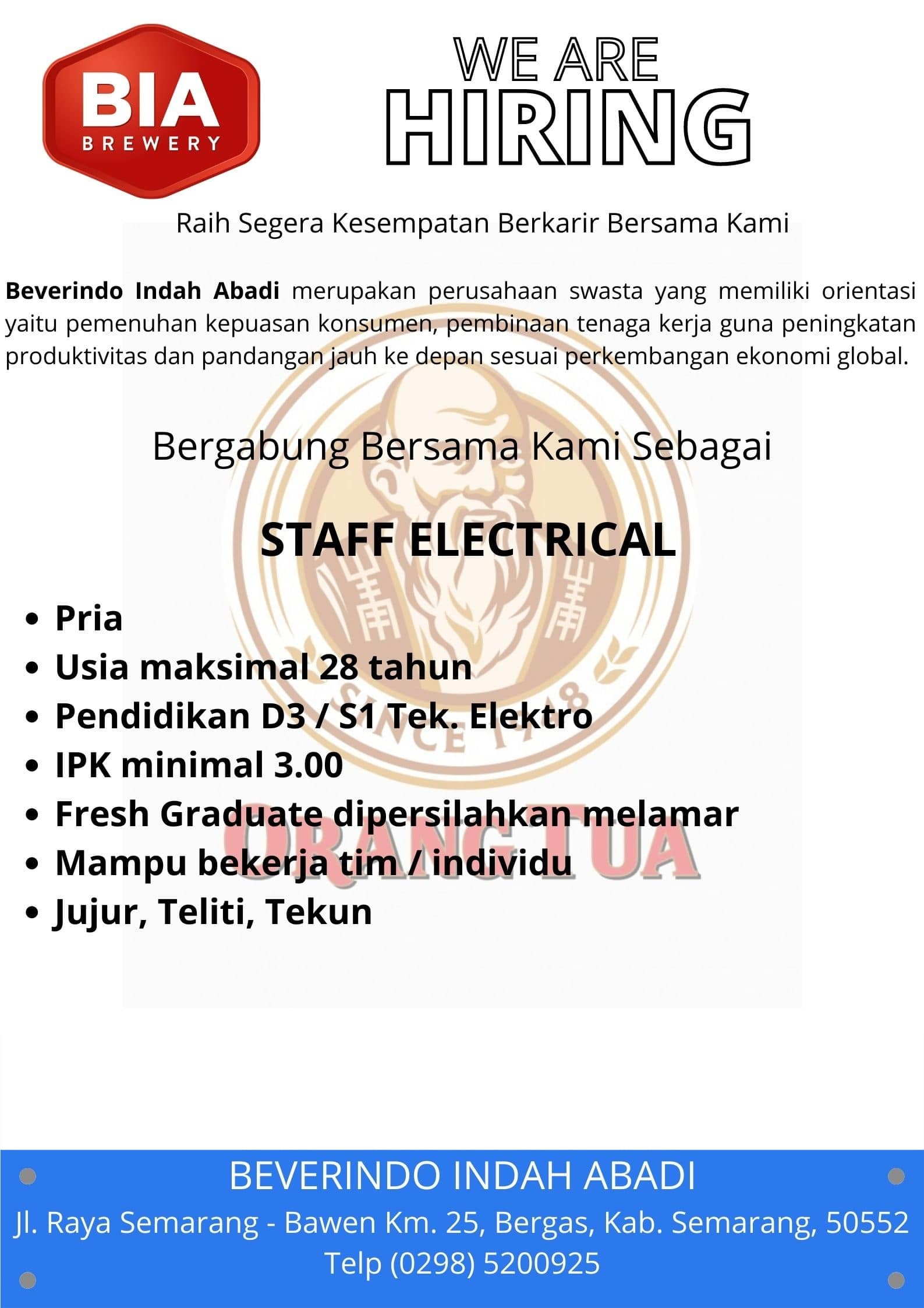 Staff Electrical @ Beverindo Indah Abadi