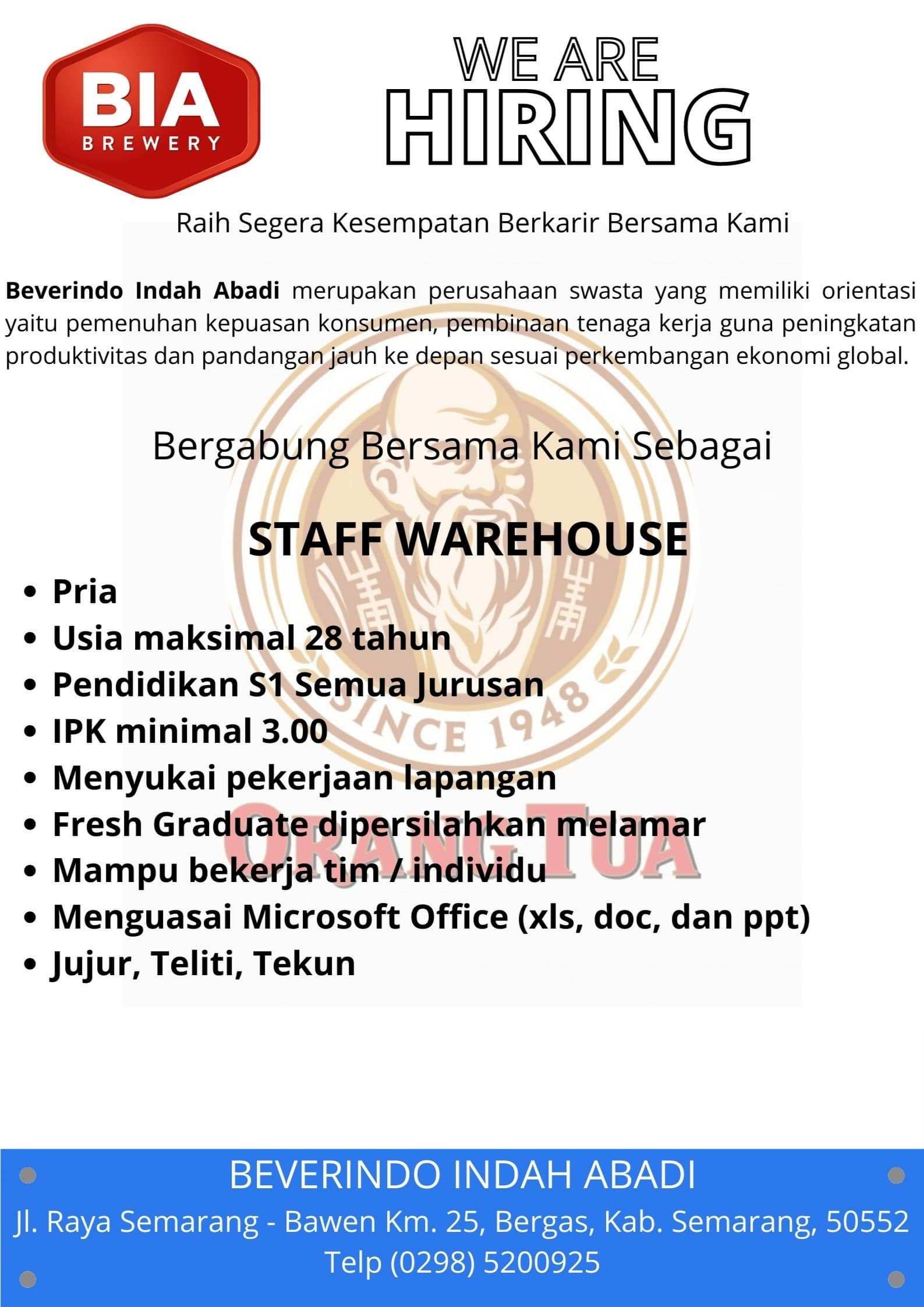 Staff Warehouse @ Beverindo Indah Abadi