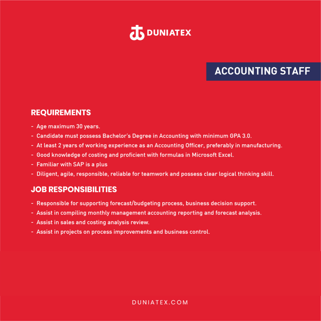 Accounting Staff @ Duniatex