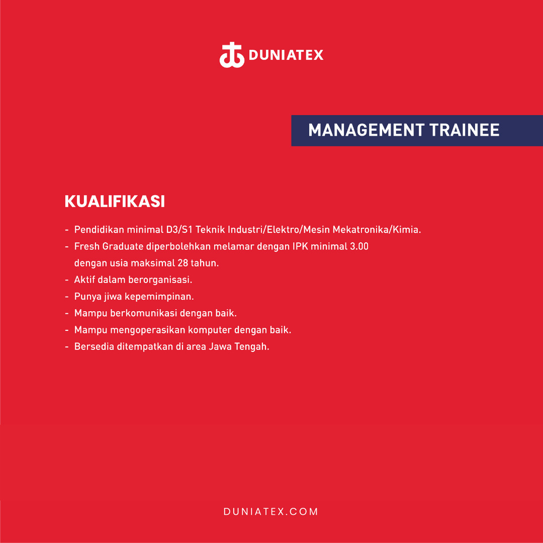 Management Trainee @ Duniatex