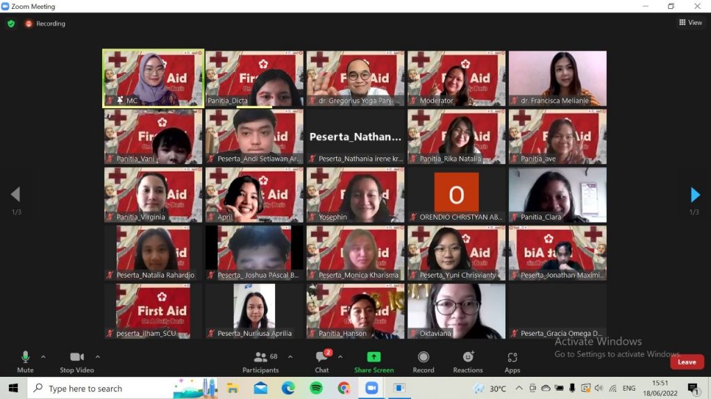 KSR PMI UNIKA Soegijapranata Adakan Webinar Tentang “First Aid on A Daily Basis”