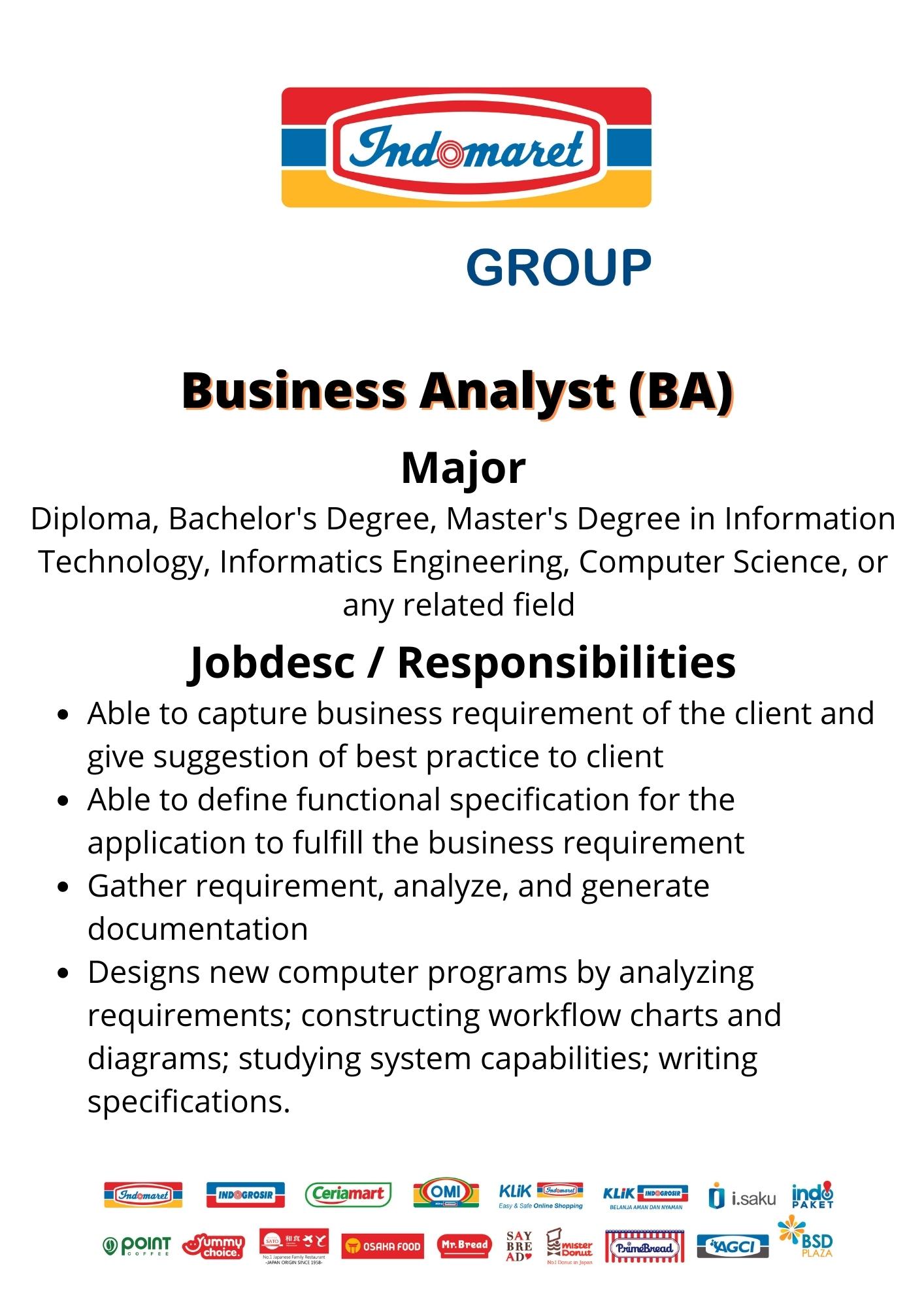 Business Analyst ( BA ) Major @ Indomaret Group