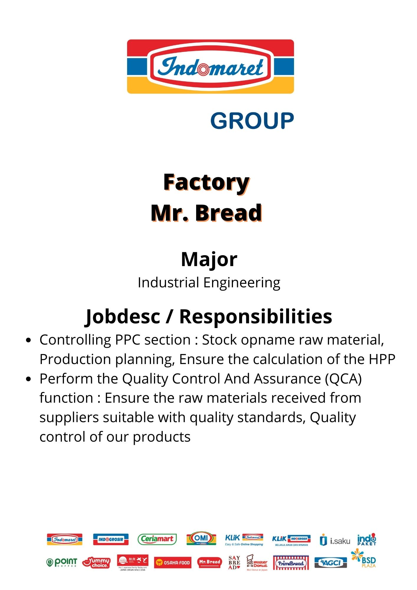 Factory Mr. Bread @ Indomaret Group