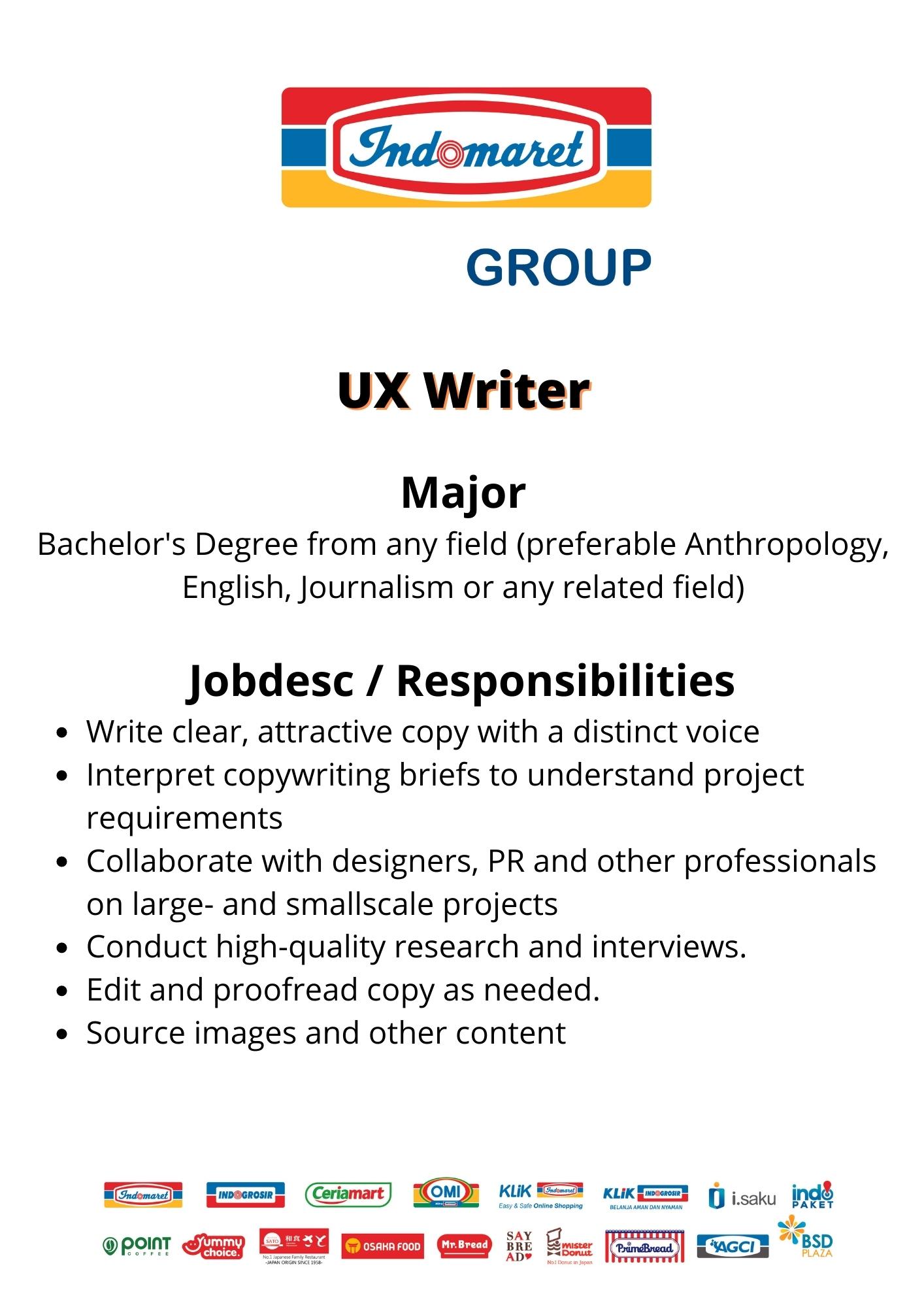 UX Writer @ Indomaret Group