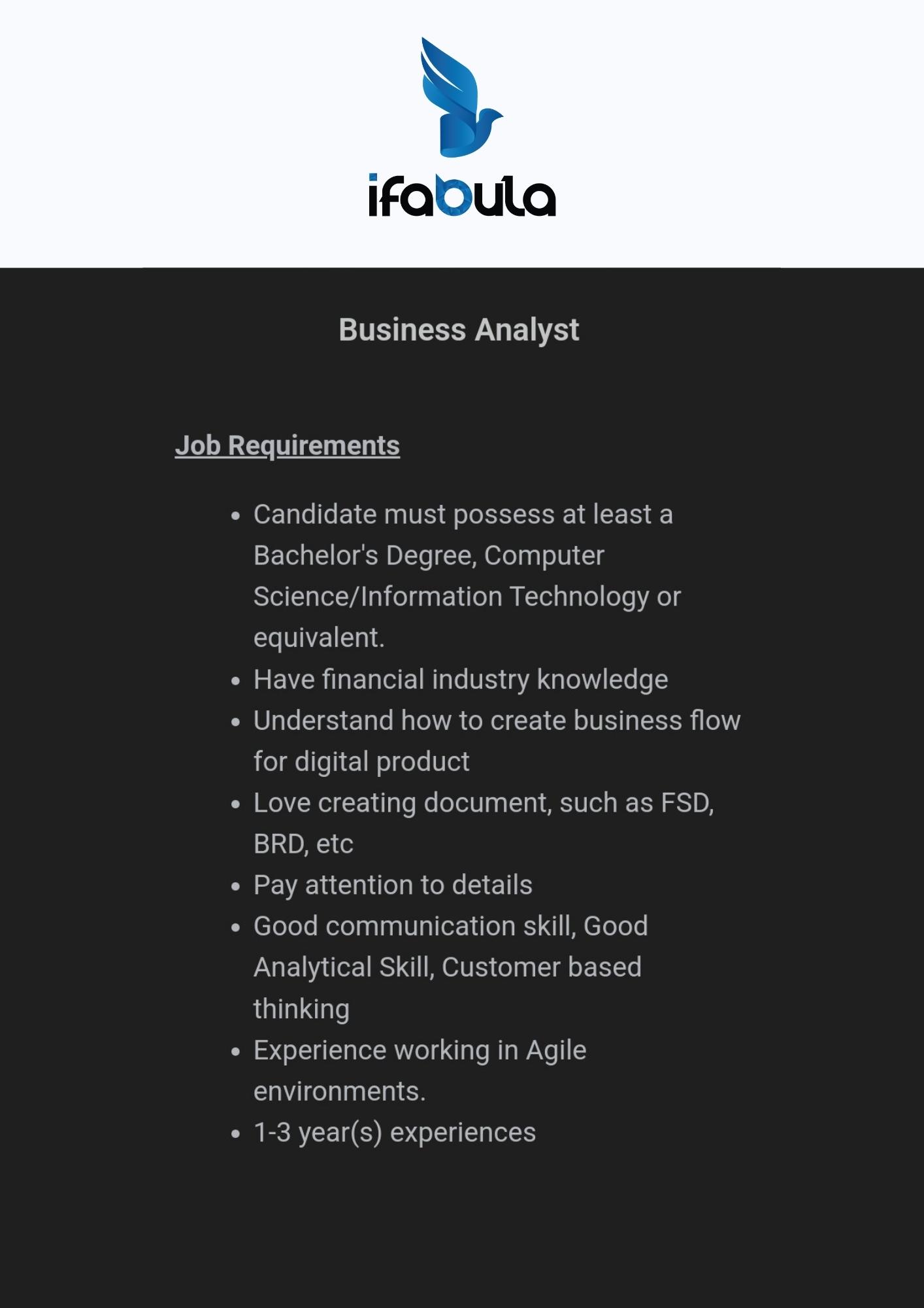 Business Analyst @ Ifabula