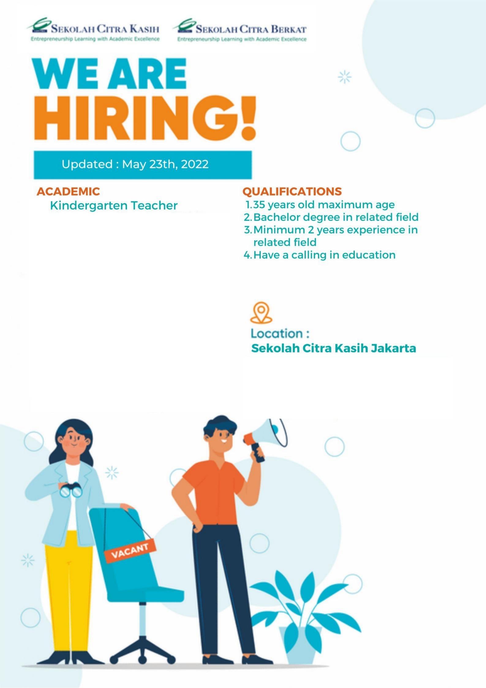 Kindergarten Teacher @  Sekolah Citra Berkat