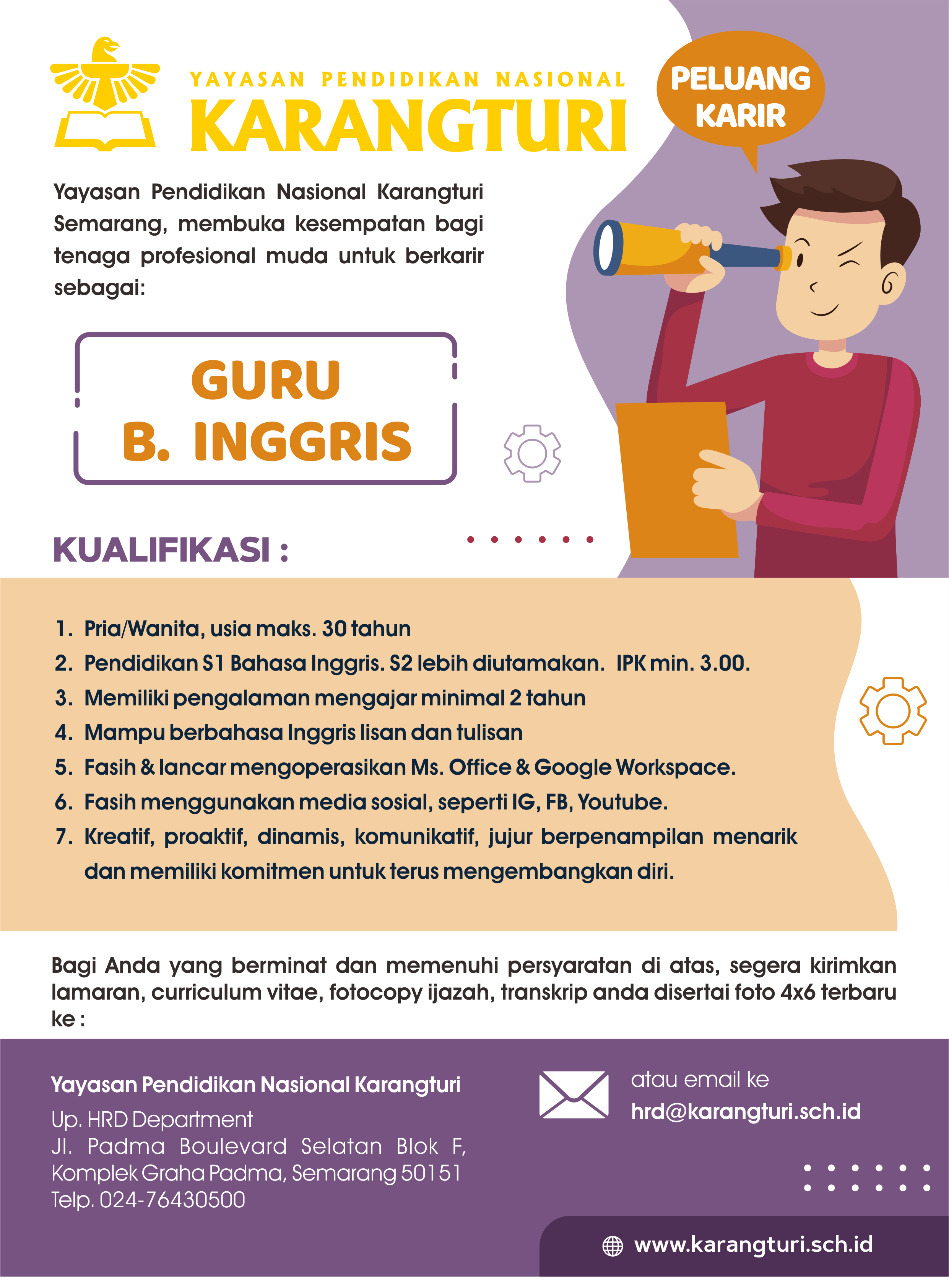 Guru Bahasa Inggris @ Yayasan Pendidikan Nasional Karangturi