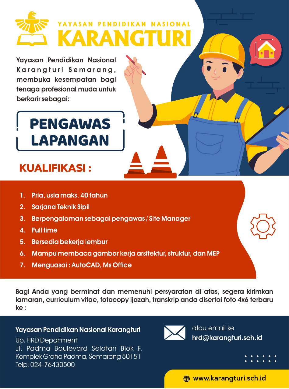 Pengawas Lapangan @ Yayasan Pendidikan Nasional Karangturi