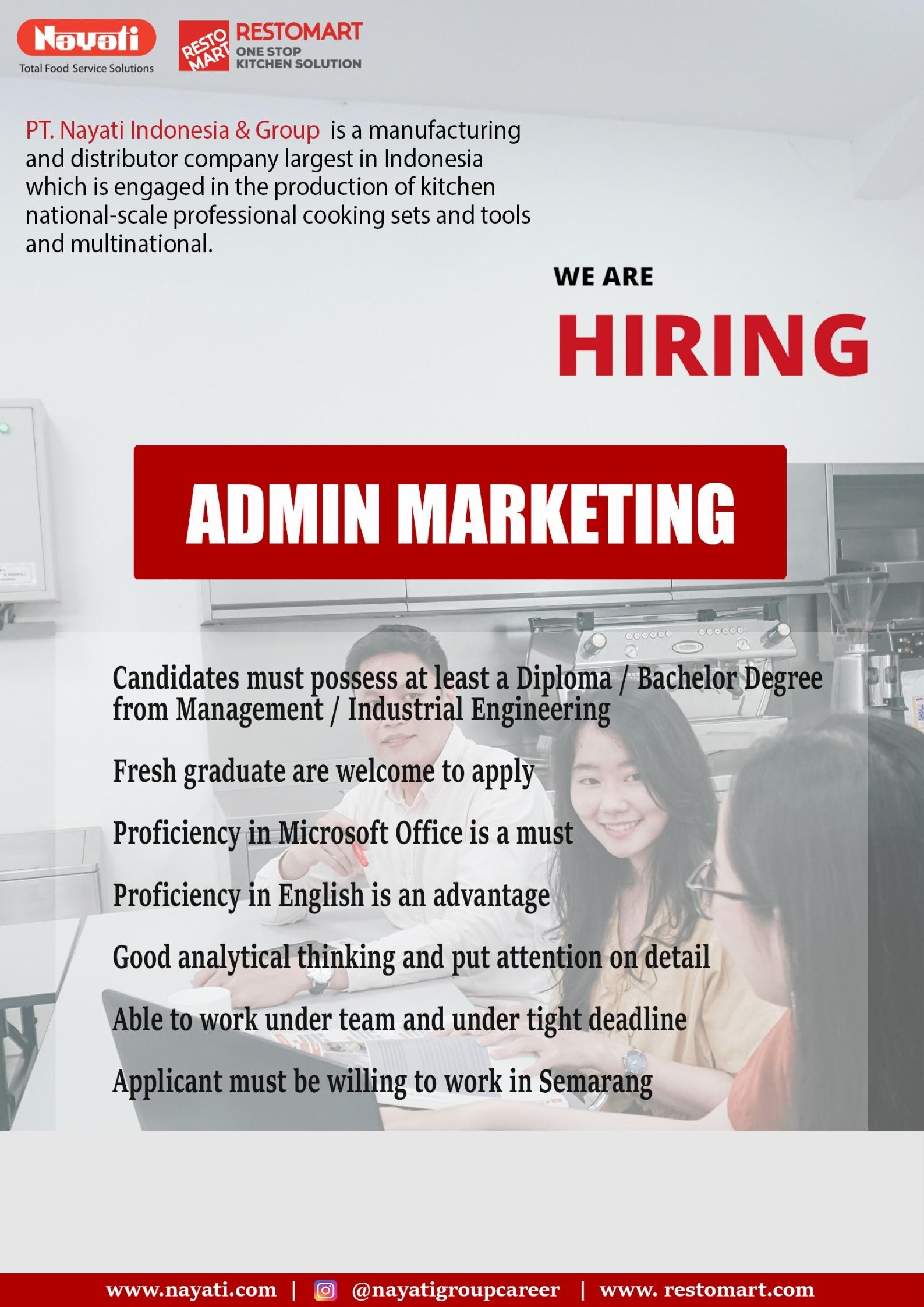 Admin Marketing @ PT Nayati Indonesia & Group