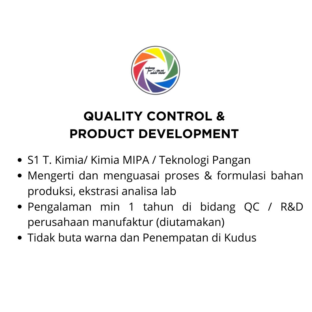 Quality Control  & Product Development @ Pura