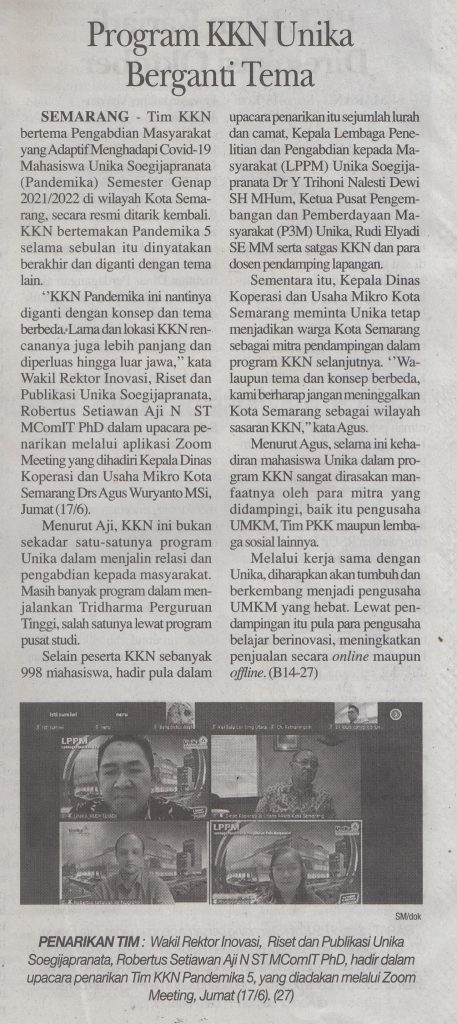 Program KKN Unika Berganti Tema Program KKN Unika Berganti Tema