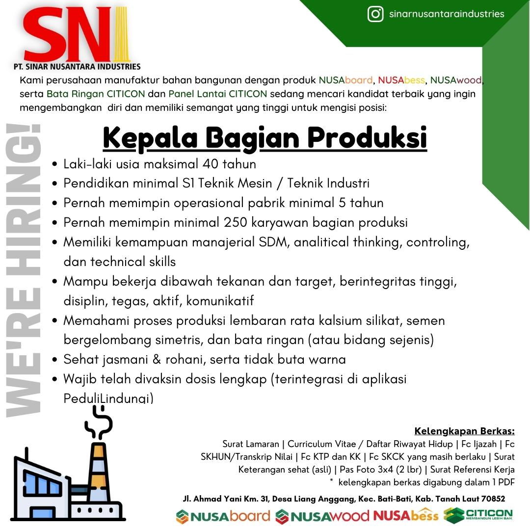 Kepala Bagian Produksi @ SNI Group