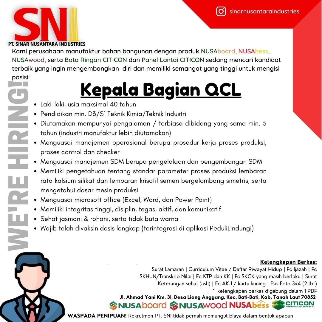 Kepala bagian QCL @ SNI Group
