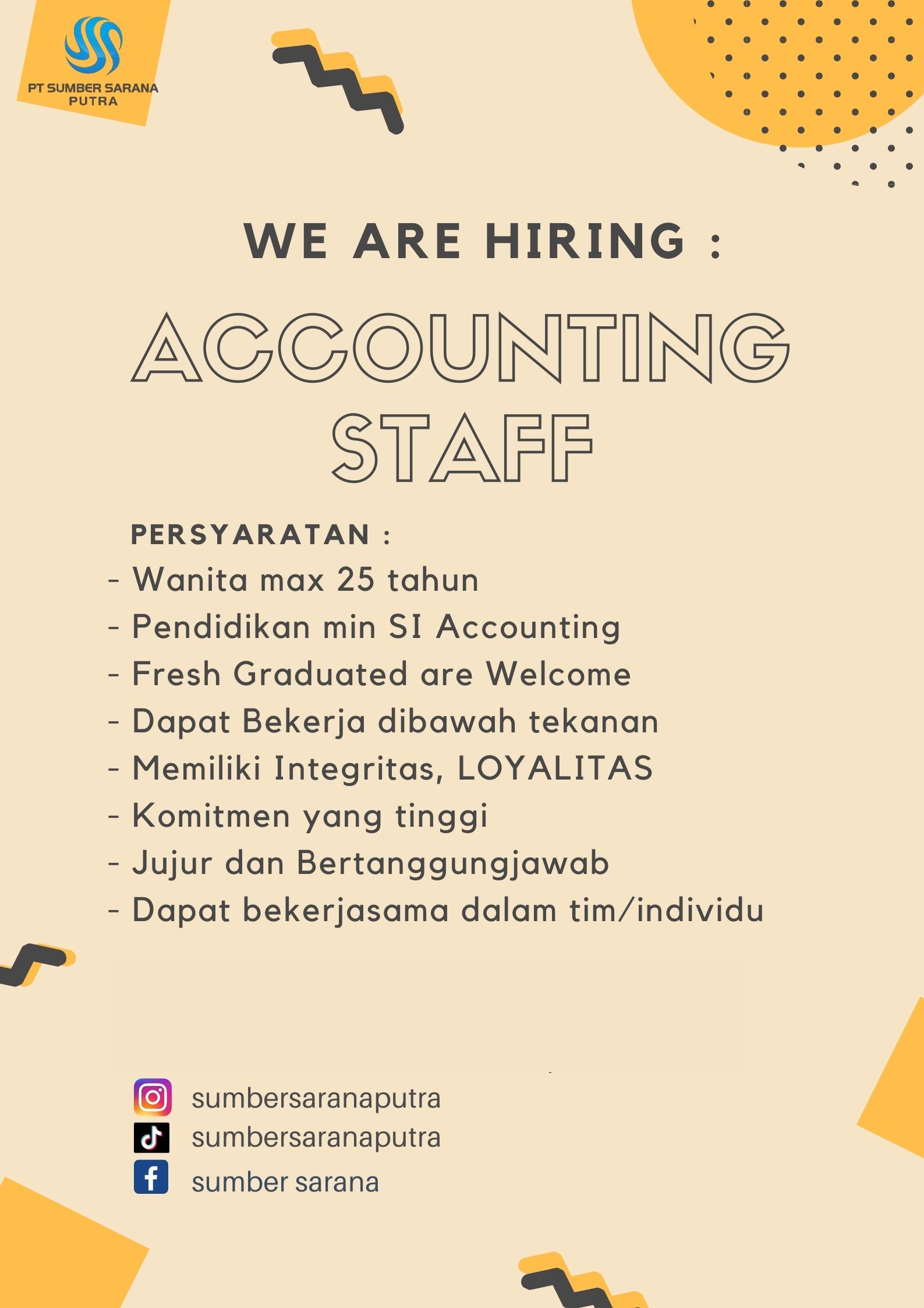 Accounting Staff @ PT Sumber sarana Putra