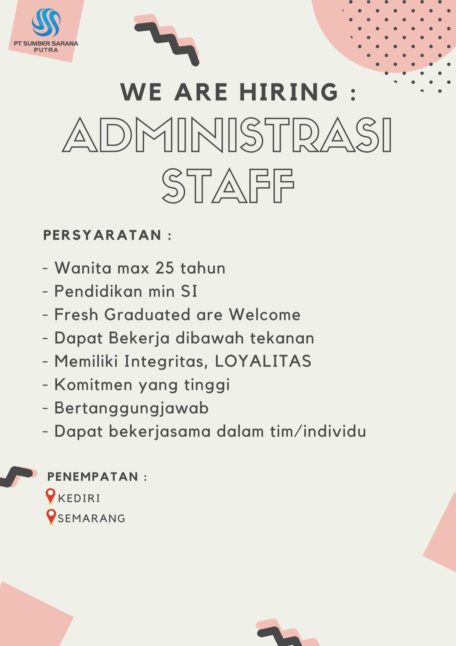 Administrasi Staff @ Pt Sumber Sarana Putra