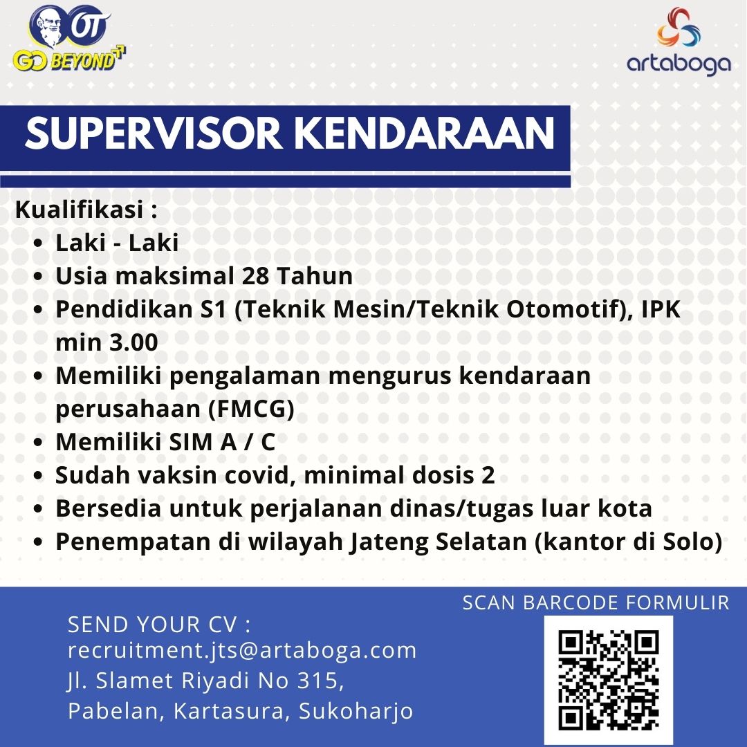 Supervisor Kendaraan @ Artaboga