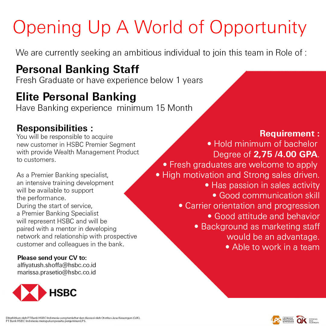 Personal Banking Staff, Elite Personal Banking @ HSBC