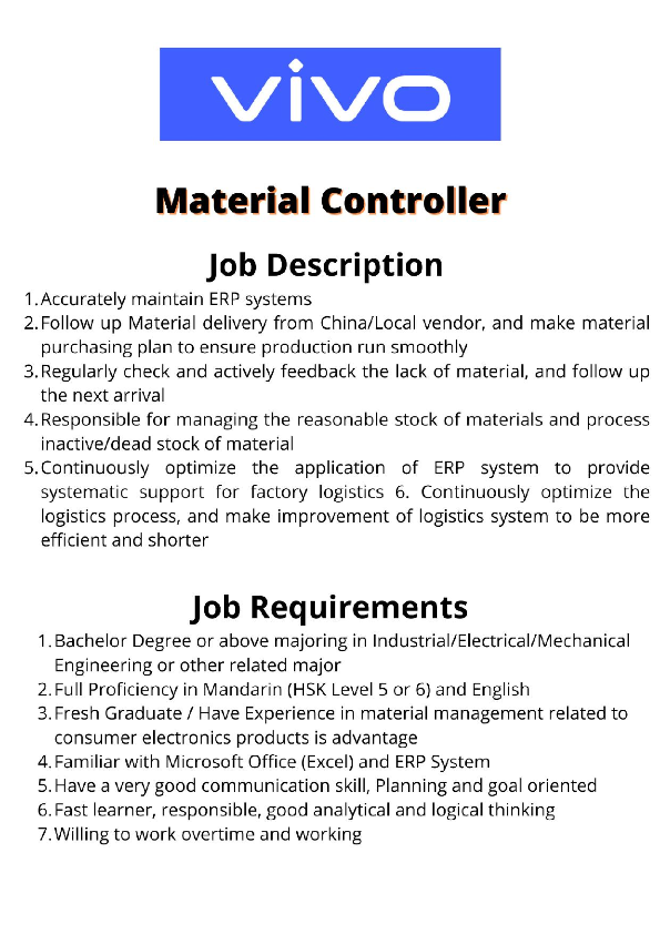 Material Controller @ Vivo