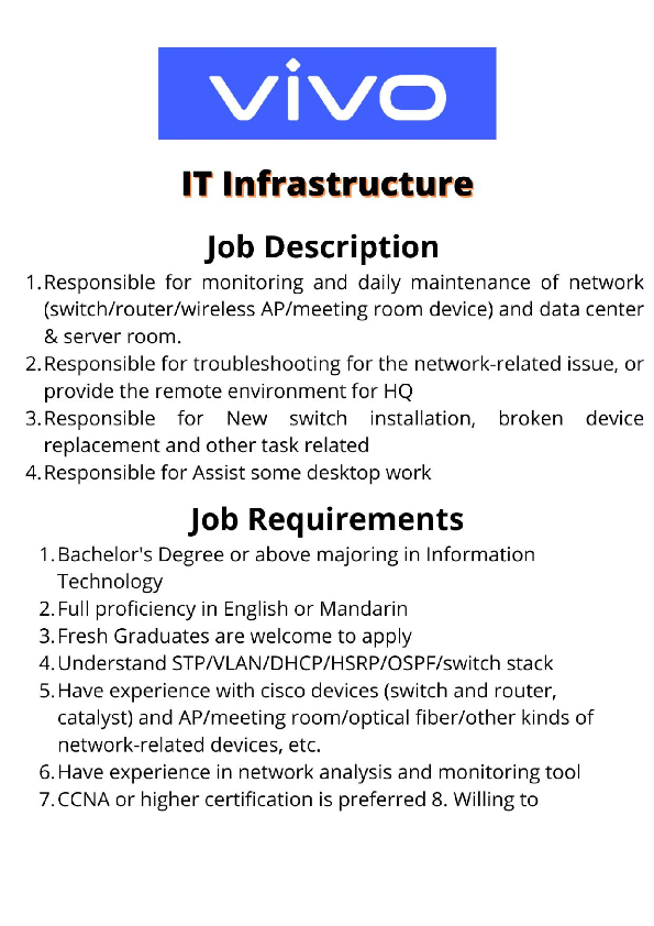 IT Infrastructure @ Vivo