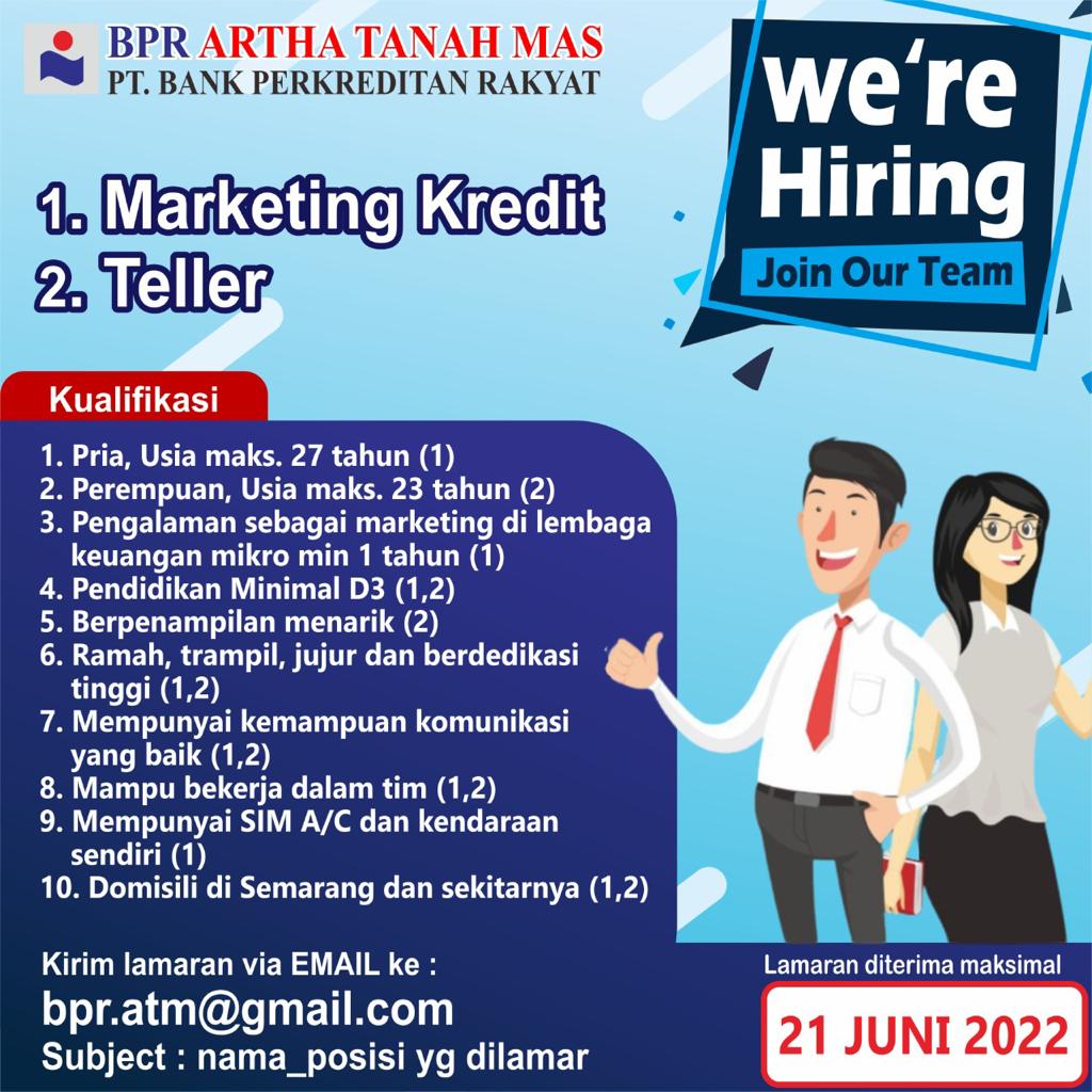 Marketing Kredit, Teller @ BPR Artha Tanah Mas