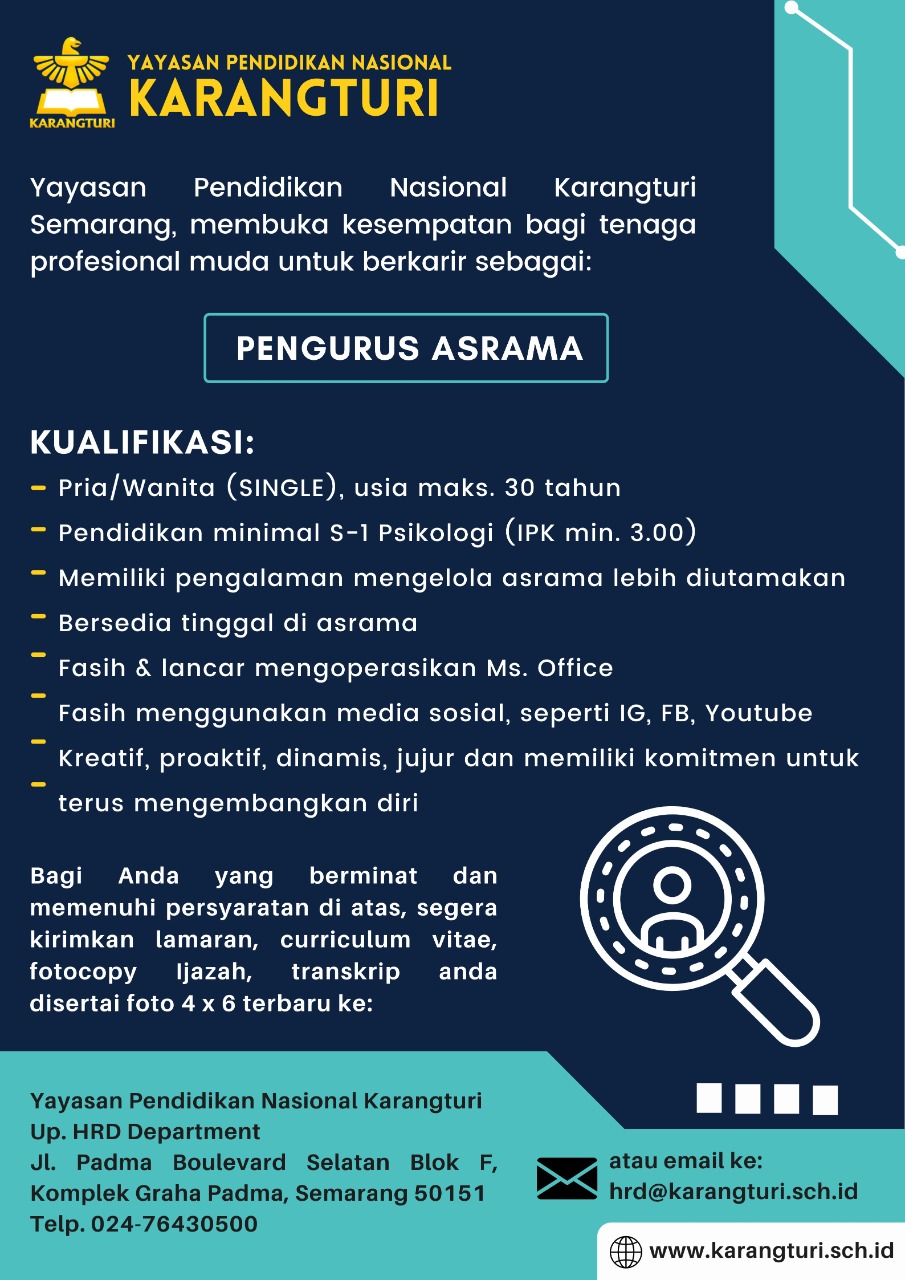 Pengurus Asrama @ Yayasan Pendidikan Nasional Karangturi