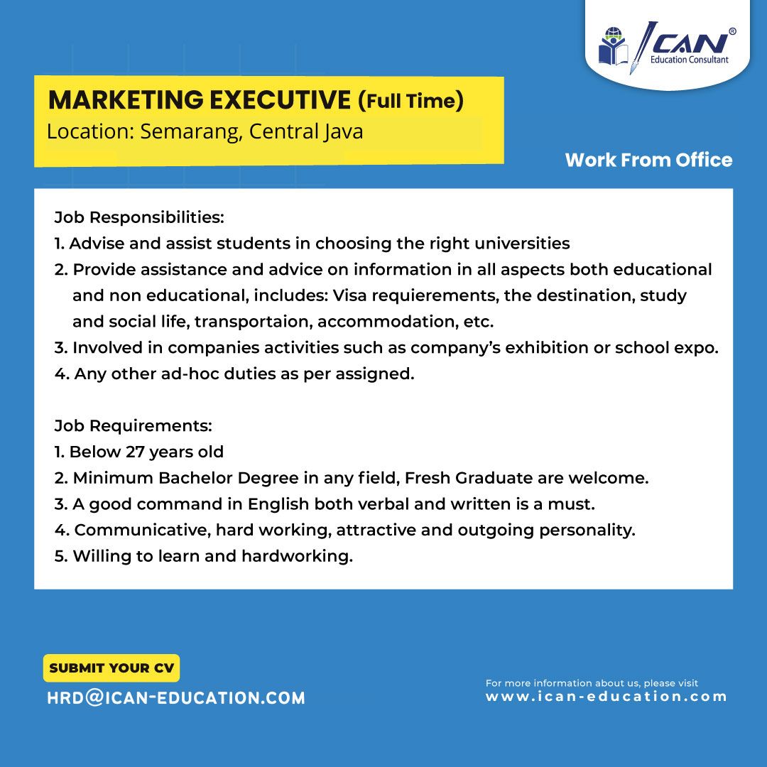 Marketing Executive @ ICAN ( Education Consultant )